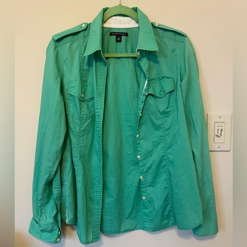 Banana Republic Green Button Down Shirt - Picture 6 of 9